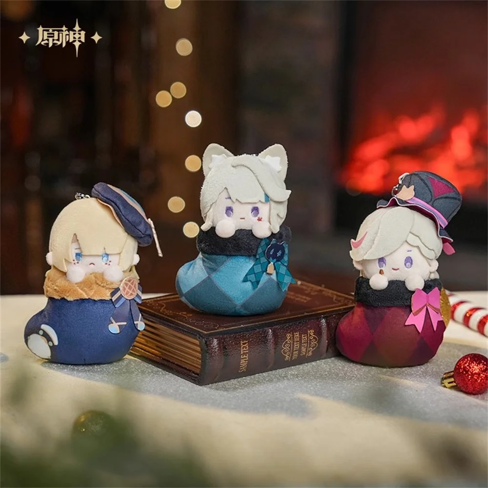 Official Game Genshin Impact Lyney Lynette Freminet Peruere Tartaglia Warm Winter Plushie Doll Toy Plush Keychain Cosplay Gift