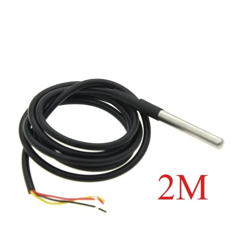 Stainless Steel Waterproof DS18b20 12/3/5M Thread Temperature Probe Temperature Sensor 18B20 Cable For Arduino