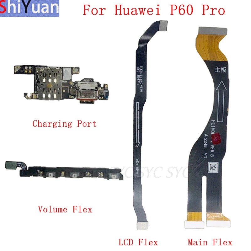 USB Charging Port Volume Side Flex Cable For Huawei P60 Pro LCD Mainboard Flex Cable Replacement Parts