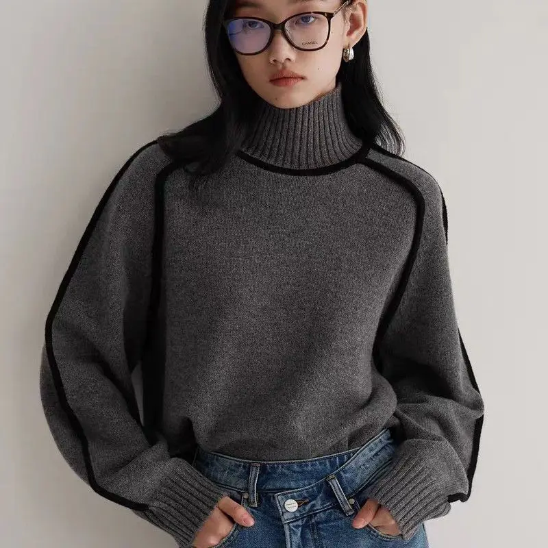 Korea Winter New Reviews Many Clothes Women'S Sweater Turtleneck Pullovers Solid Women'S Clothing Knitwear Long Sleeved Top