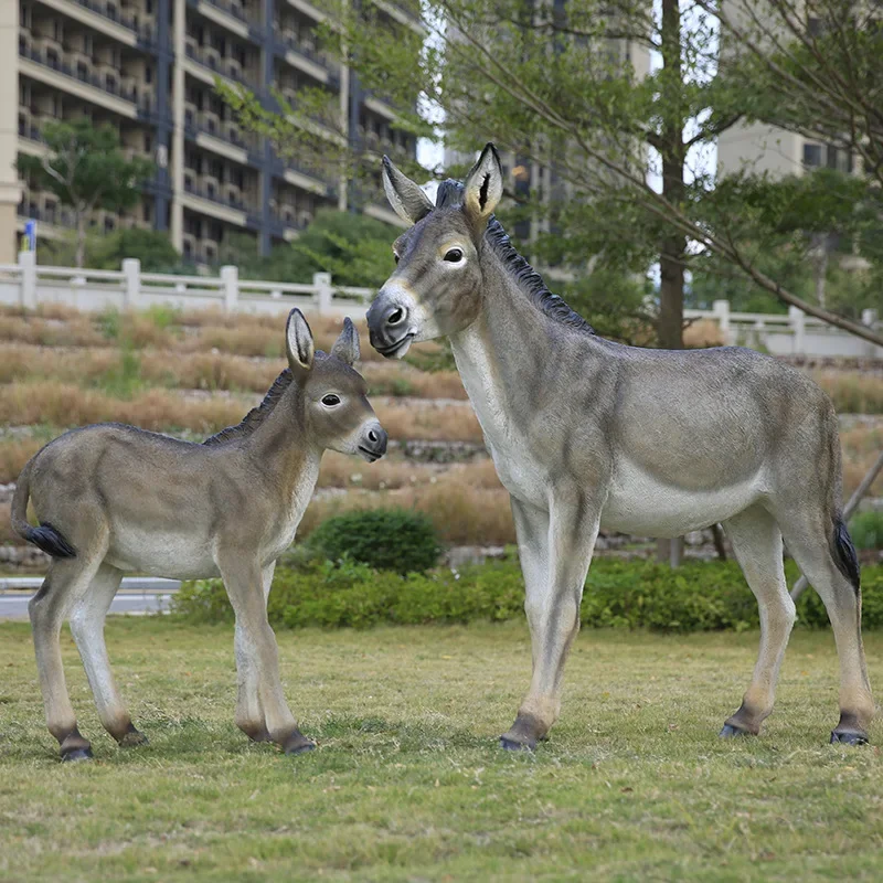 

Открытая большая имитация статуи животного, садовый парк осла из стекловолокна, украшение фермерского пейзажа