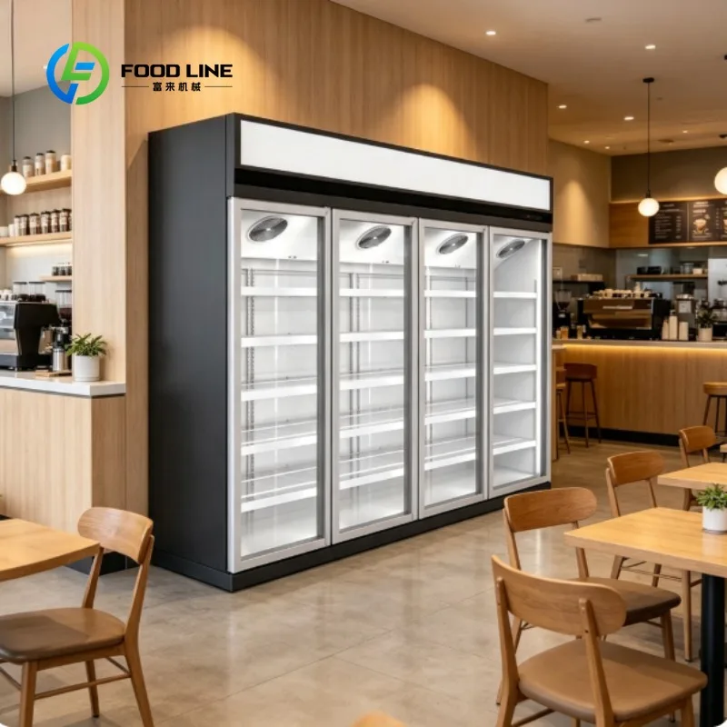Sturdy Upright Air Curtain Display Cabinet Commercial Refrigerated Showcase for Retail Grocery Beverage Display