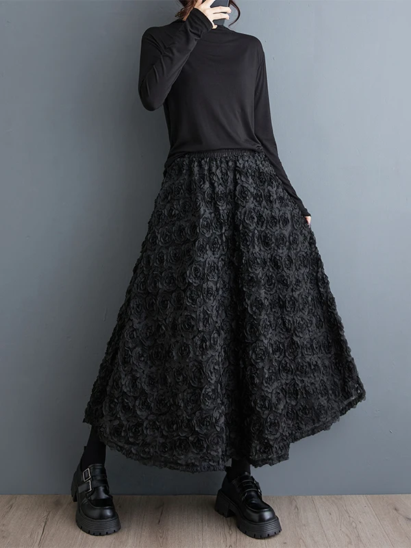 

Весна-Осень 2025 г., пышная длинная юбка трапециевидной формы с тяжелой вышивкой Fi Sc Pattern f, модная юбка с высокой талией для женщин