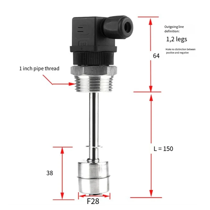 

N11R Hirschmann Connector Float Level Switch Liquid Level Sensor Water Oil Level Controller Reed Switch Single Ball 150