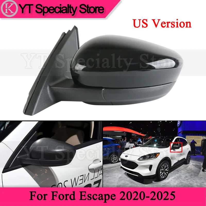 Kamshing US Version Rearview Mirror Assembly For Ford Escape 2020-2025 Reversing Mirror Rear View Mirror (Black)