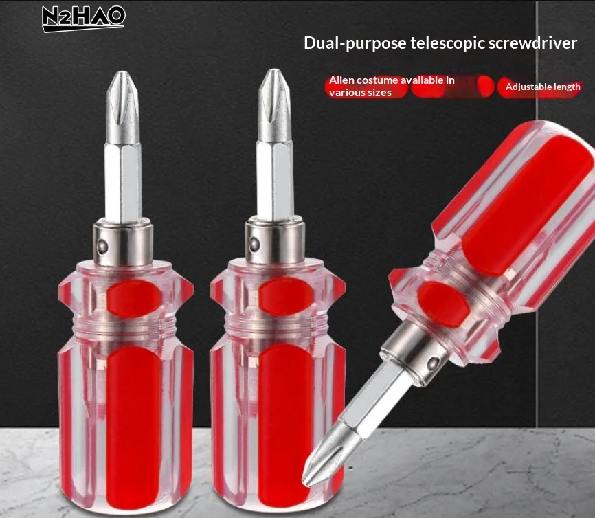 2pcs  Screwdriver Transparent Head Mini Small Portable Radish Head Handle With Flat Head Slotted  Cross Repair Hand Tool