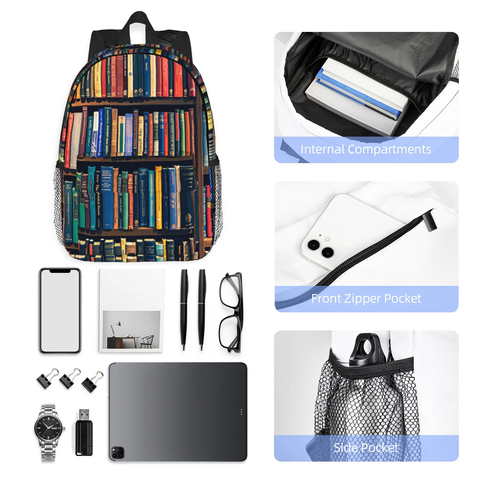 Education Library Book Backpack Hot Sale Daypack Large Capacity Boys Girls BookBag Shoulder Bags for Men Women School Bag