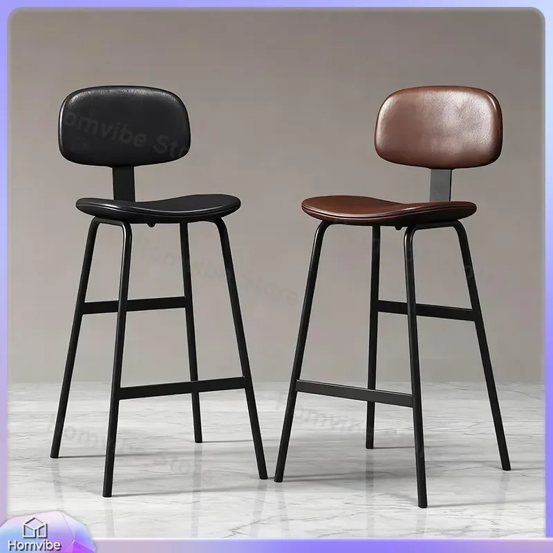 Wrought Iron Bar Stool High Chair for Home Commercial Dining Counter Cashier Table Modern Simple Kitchen Island Seat