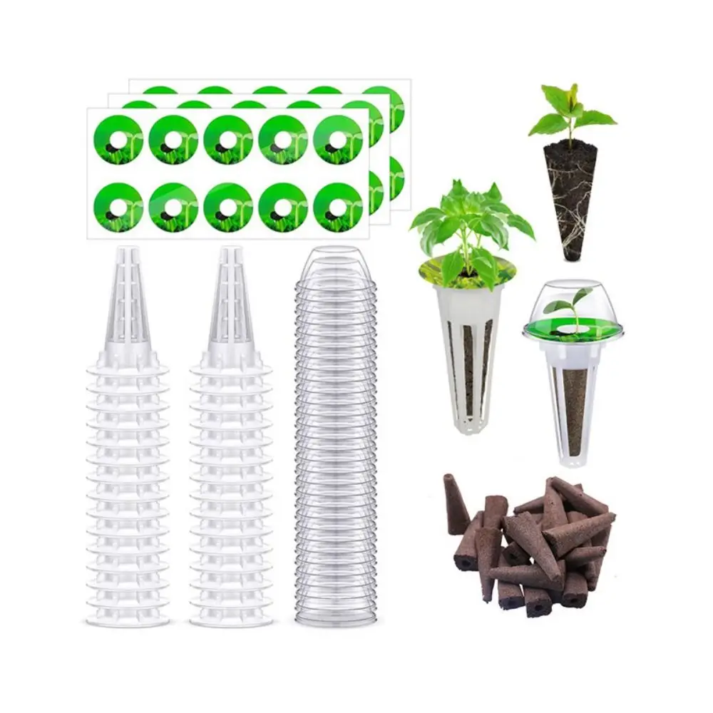 

120 шт. Прозрачные аксессуары для гидропоники: специальные изоляционные крышки, сетчатые стаканчики, губки для выращивания рассады, этикетки