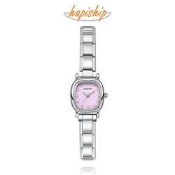 Hapiship 2024 Mode Frauen Edelstahl quadratisch glänzend Uhr Armband für Parteifreund Frau Geburtstag DIY Schmuck Geschenk g029