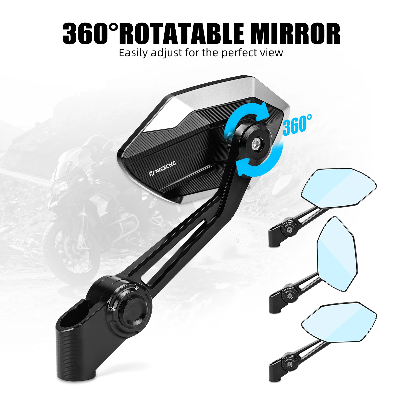 For 2024-2025 BMW R1300GS/Adventure R1300GSA Rearview Mirror Adjustable Side Mirrors for BMW R1250GS/Adventure R1250GSA 2018-25