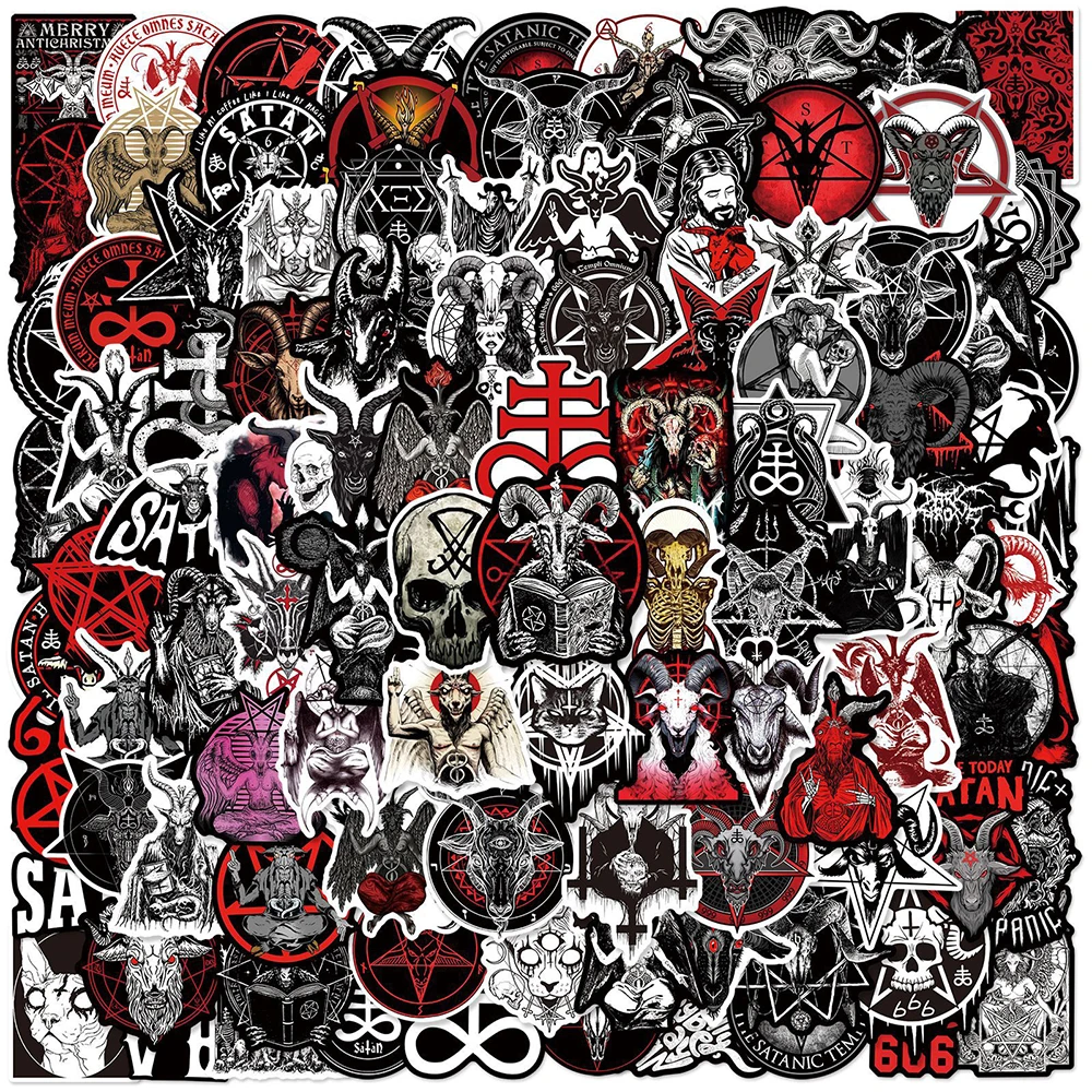 

10/30/50/100pcs Horror Demon Satan Stickers Gothic Art Graffiti Sticker Car Luggage Skateboard Laptop Dark Decals Decoration