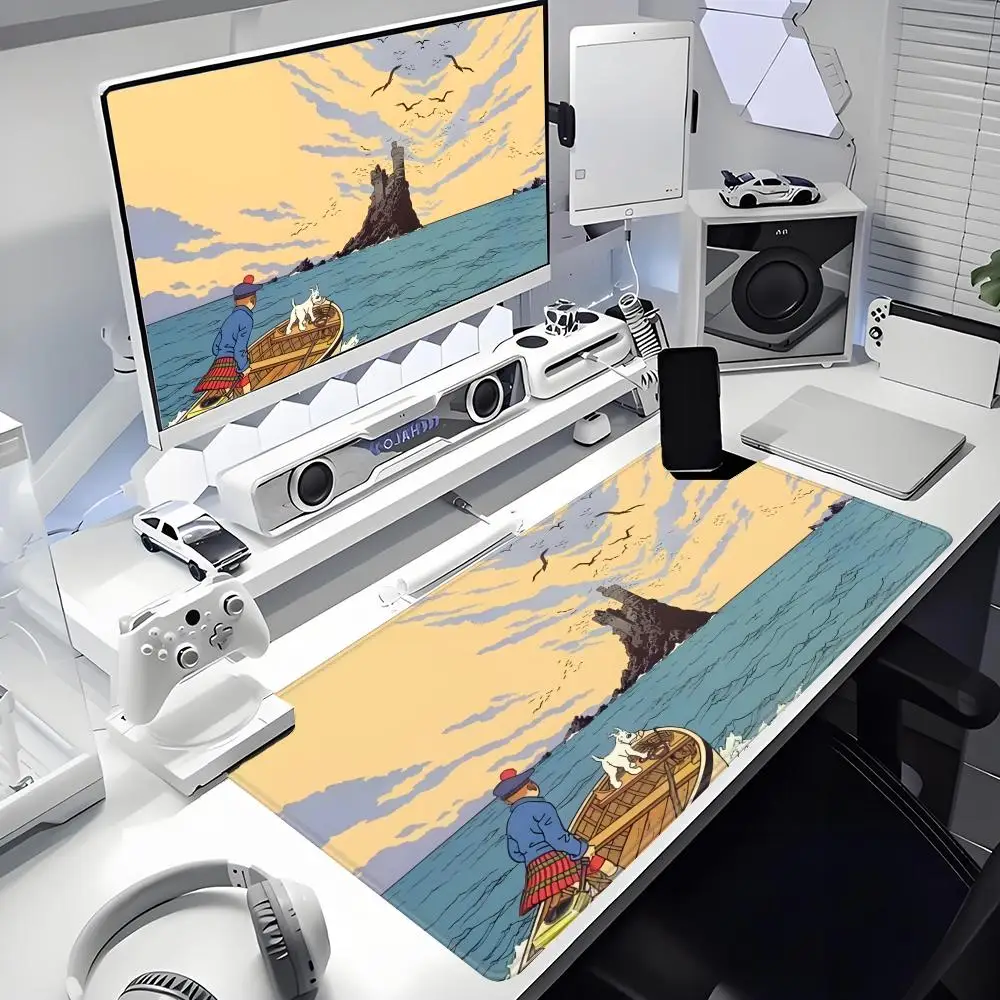 

Большой коврик для компьютерной мыши «Приключения Тинтина», коврик для мыши для геймеров, коврик для клавиатуры и мыши, милые игровые аксессуары для ПК, настольный коврик HYBXAXC