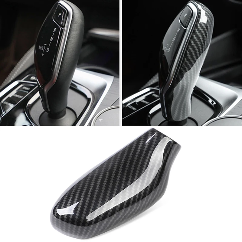 For BMW 5 6 7 Series X3 X4 G30 G31 G11 G12 G01 G02 Carbon Fiber Style Front Gear Shift Knob Cover Decor Sticker Accessories LHD