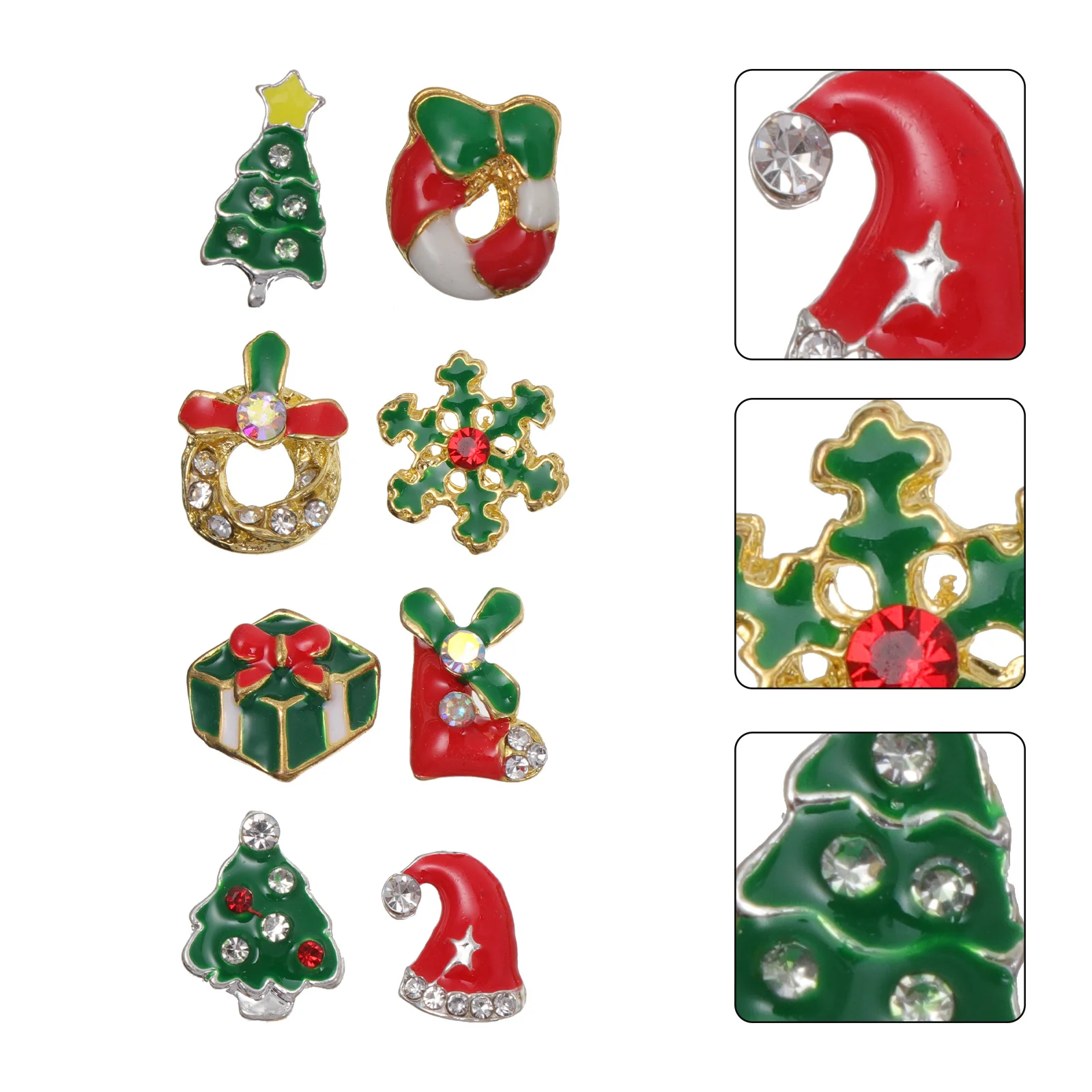 

20Pcs Christmas Nail Charm Rivet Alloy Nail Art Decoration Jewelry Manicure Accessories for Festival Party Use