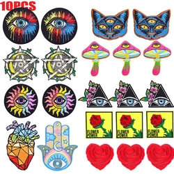 Parches bordados ojos coloridos y setas de gato termoadhesivos