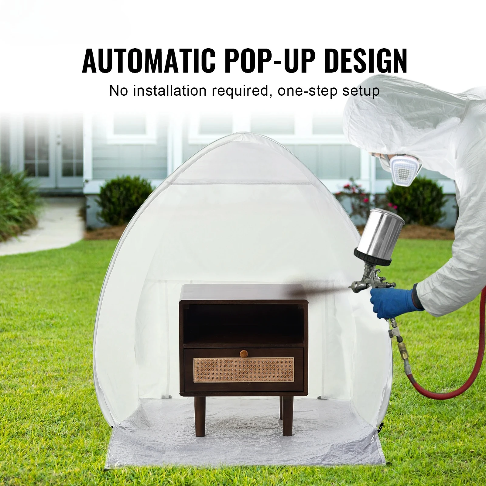 Spray Paint Shelter 40 x 35 x 40 in Pop-Up Portable Spray Paint Tent with Built-In Floor Exhaust Window and Storage Bag