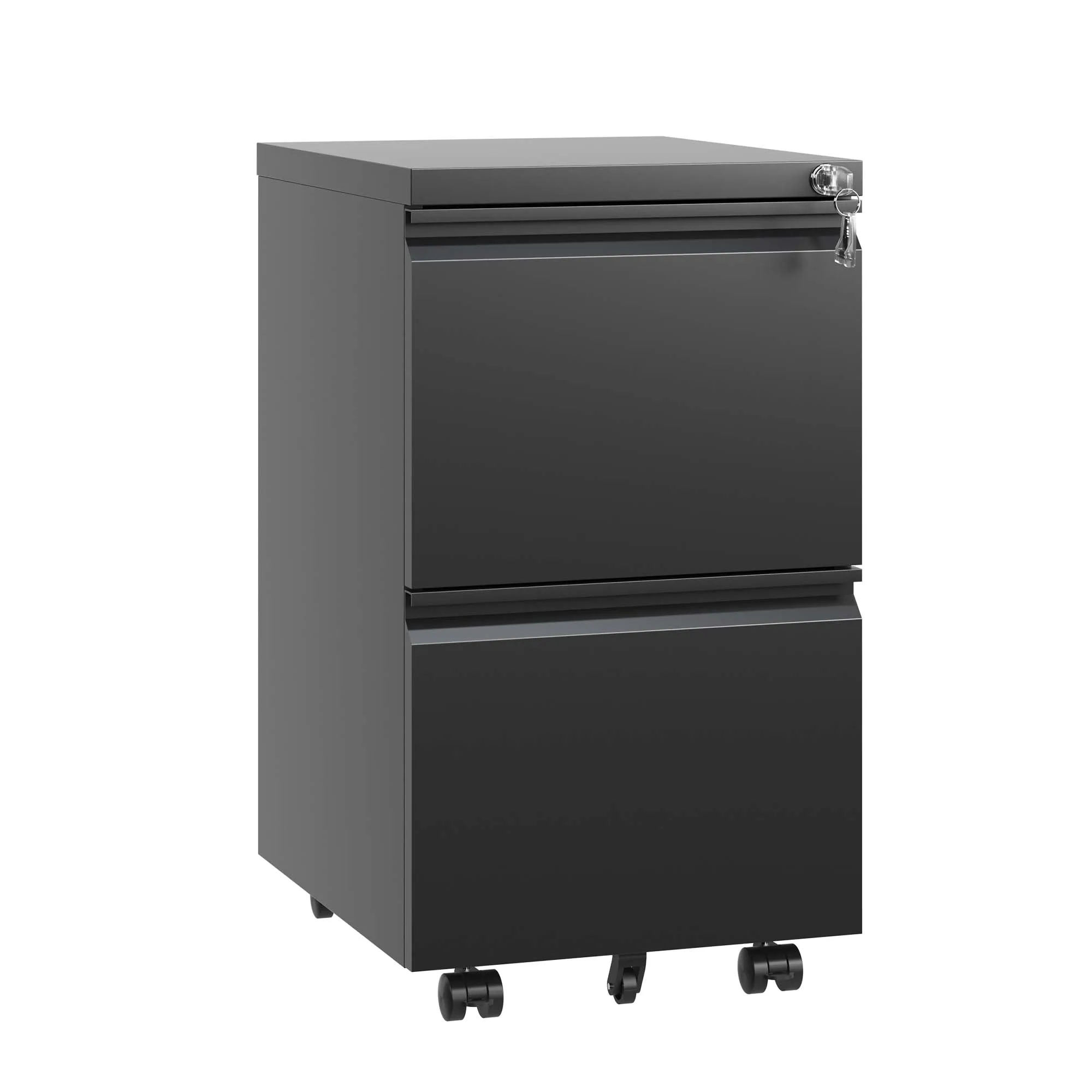 

2 Drawer Metal Mobile File Cabinet, Rolling File Cabinet with Lock Fully Assembled Except Wheels