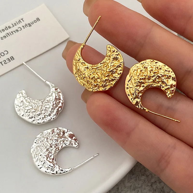 Ponykiss 925 Sterling Zilveren Minimalistische Lava Maan Oorknopjes Voor Vrouwen Schattig Overdreven Fijne Sieraden Licht Luxe Accessoires