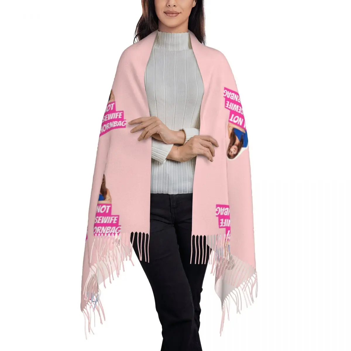 Kath And Kim Im Not A Housewife Im A Hornbag Quote Scarf Tassel Scarves Women Soft Warm Shawls and Wraps Fall Winter Shawl Wrap