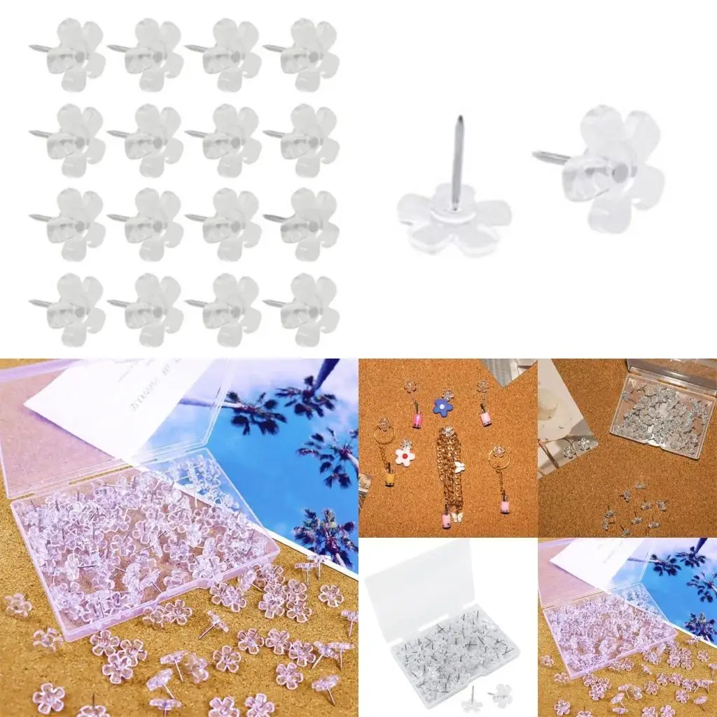 Y5LB 100 ชิ้นดอกไม้-หัวQuilting Pinsสำหรับเย็บผ้า,ดอกไม้PUSH Pins