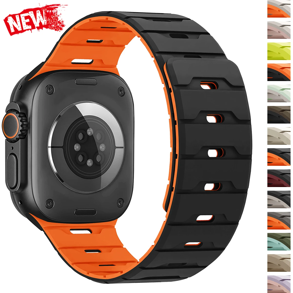 

Двухцветный ремешок для Apple Watch Ultra 3/2 49 мм 38 40 мм 45 мм 46 мм 44 41 мм спортивный ремешок для iwatch 11 10 9 8 7 6 se силиконовый браслет