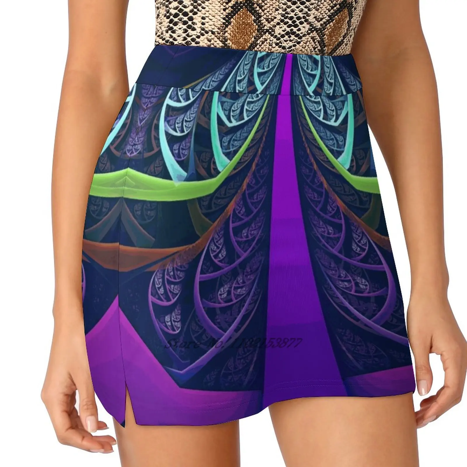 

An Ultraviolet Black Light Rainbow Of Glass Shards Summer Women's shorts Skirt 2 In 1 Fitness Yoga Skirt Tennis Skirts Beautiful