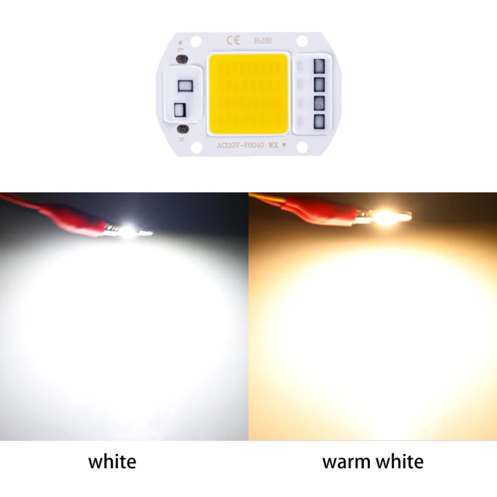 Chip de lámpara LED de 110V, 220V, 20W, 30W, 50W, Chip COB, sin necesidad de controlador, cuentas de lámpara LED para foco de luz, iluminación de flores DIY de espectro completo