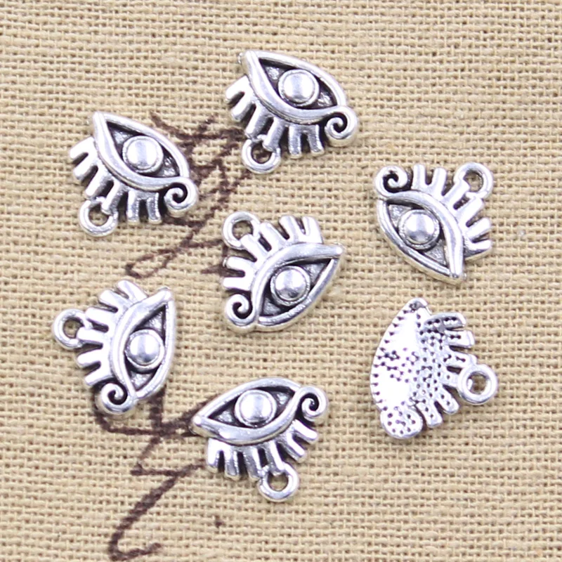 50pcs Charms Eye 11x12mm Antique Silver Color Pendants DIY Crafts Making Findings Handmade Tibetan Jewelry