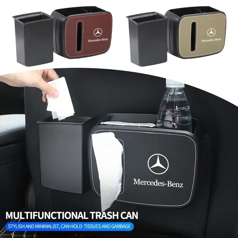 Car Interior Storage Case Trash Bin Push Can Mini Garbage Box Door Seat For Mercedes Benz AMG C S-Class W212 W222 W176 AMG GT