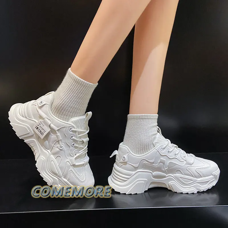 New White Sneakers Women Fashion Comfortable Platform Vulcanize Shoes Autumn Lace Up Flats Casual Ladies Footwear Summer Basket