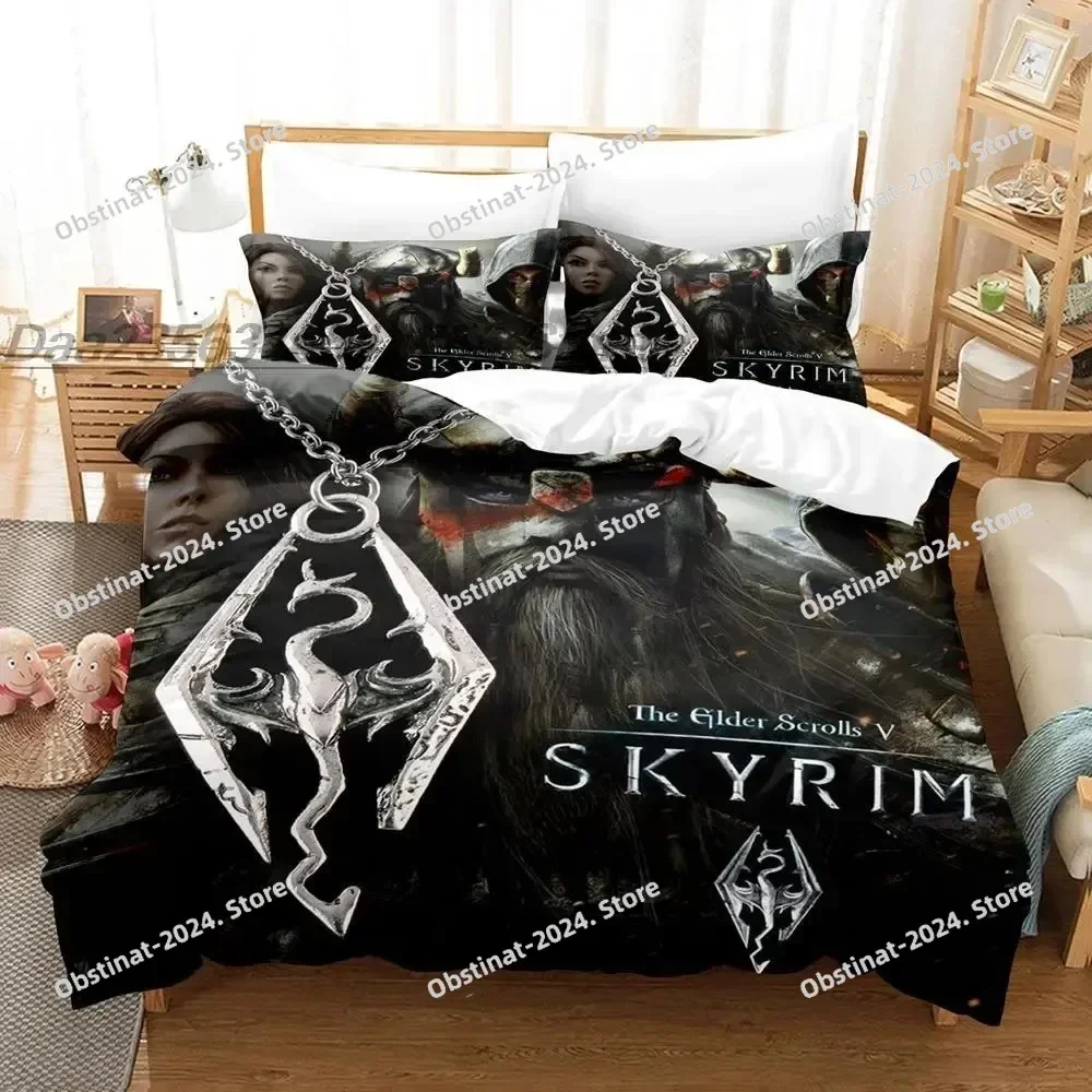 

3D Print S-Skyrim Bedding Set Single Twin Full Queen King Size Bed Set Aldult Boys Bedroom Duvetcover Sets bed sheet set