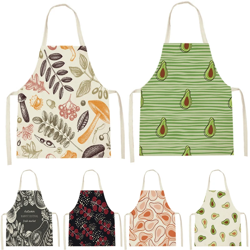 Food Print Sstyle Clean Home Kitchen Apron Men And Women Oil Proof Waterproof Adult Waist Fashion Coffee Work Clothes Baking