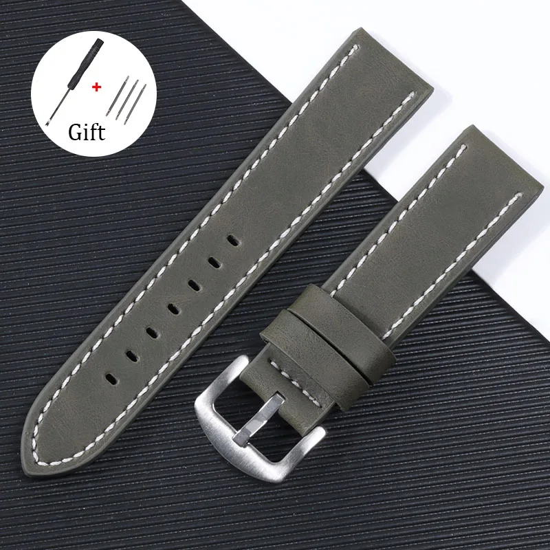 Vintage-Lederarmband, 18 mm, 20 mm, 22 mm, 24 mm, weiches Uhrenarmband, Armband für Smartwatch, Ersatzarmband, Sport, wasserdichtes Band