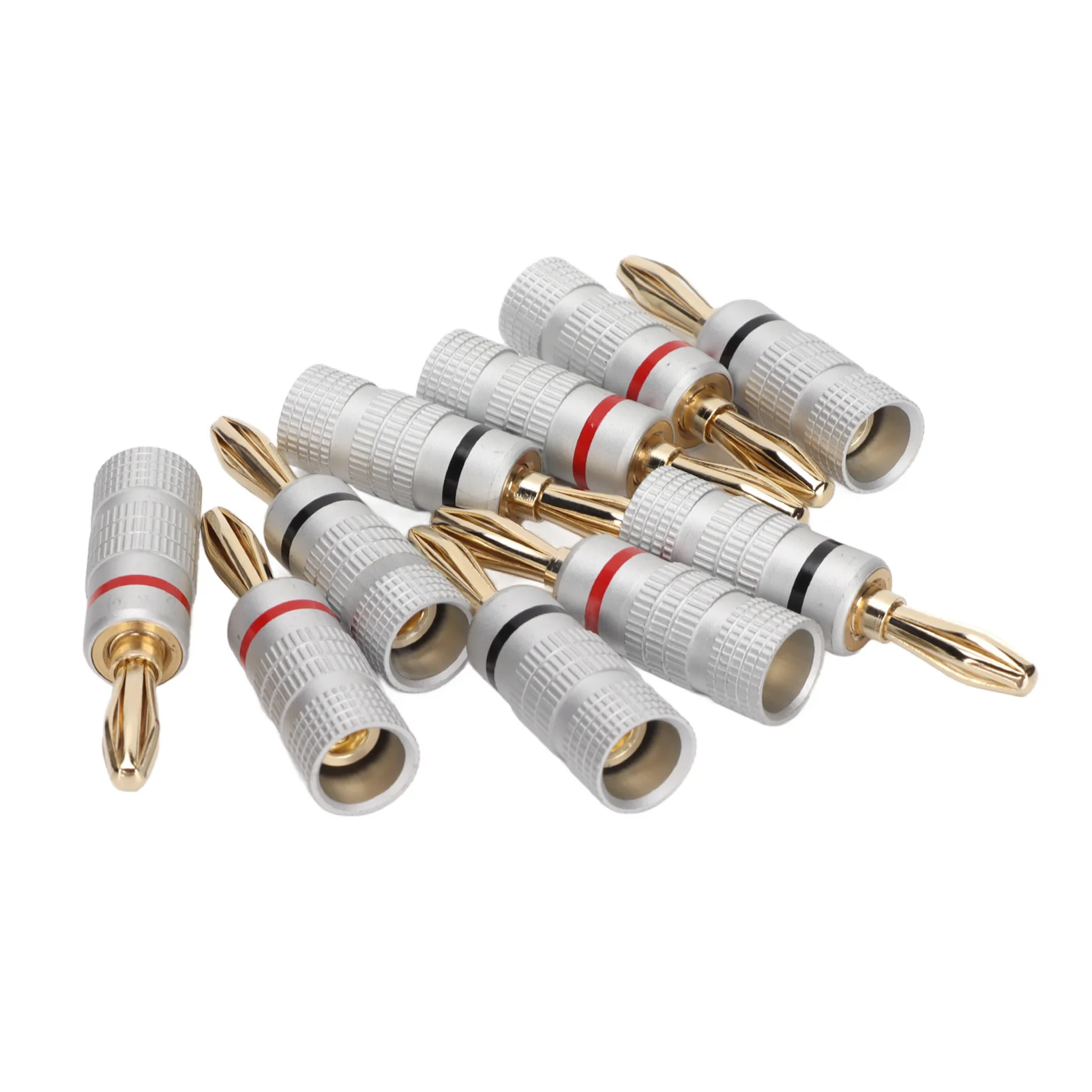 5 Pairs Speaker Banana Plugs Metal 24k Gold Dual Screw Lock Speaker Connector for Speaker Wires Home Theater