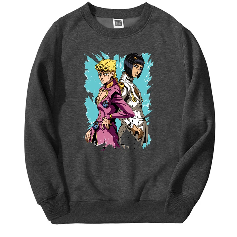 JOJO's Bizarre Adventure Unisex Hoodie Japanese Anime JOJO Men's Crewneck Sweatshirts Loose Casual Loose Tracksuit Sportswear