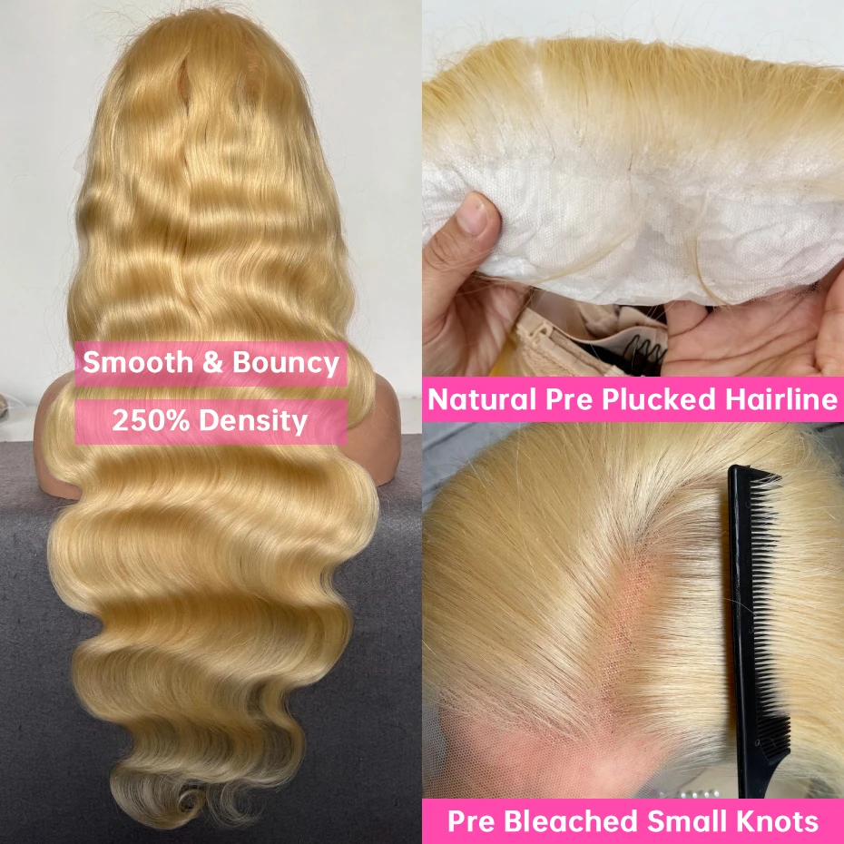 30 40 Inches 613 Honey Blonde Body Wave 13x6 HD Lace Frontal Wig 360 Lace Wig Brazilian Remy Hair 13x4 Lace Front Human Hair Wig