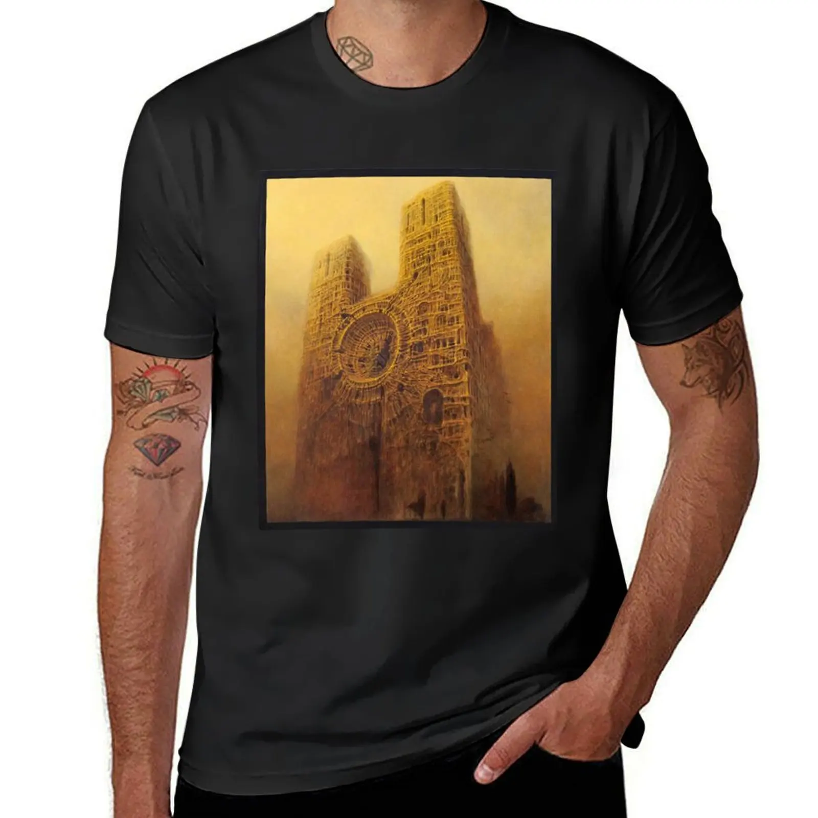 Beksinski Tower T-Shirt sublime graphics mens champion t shirts