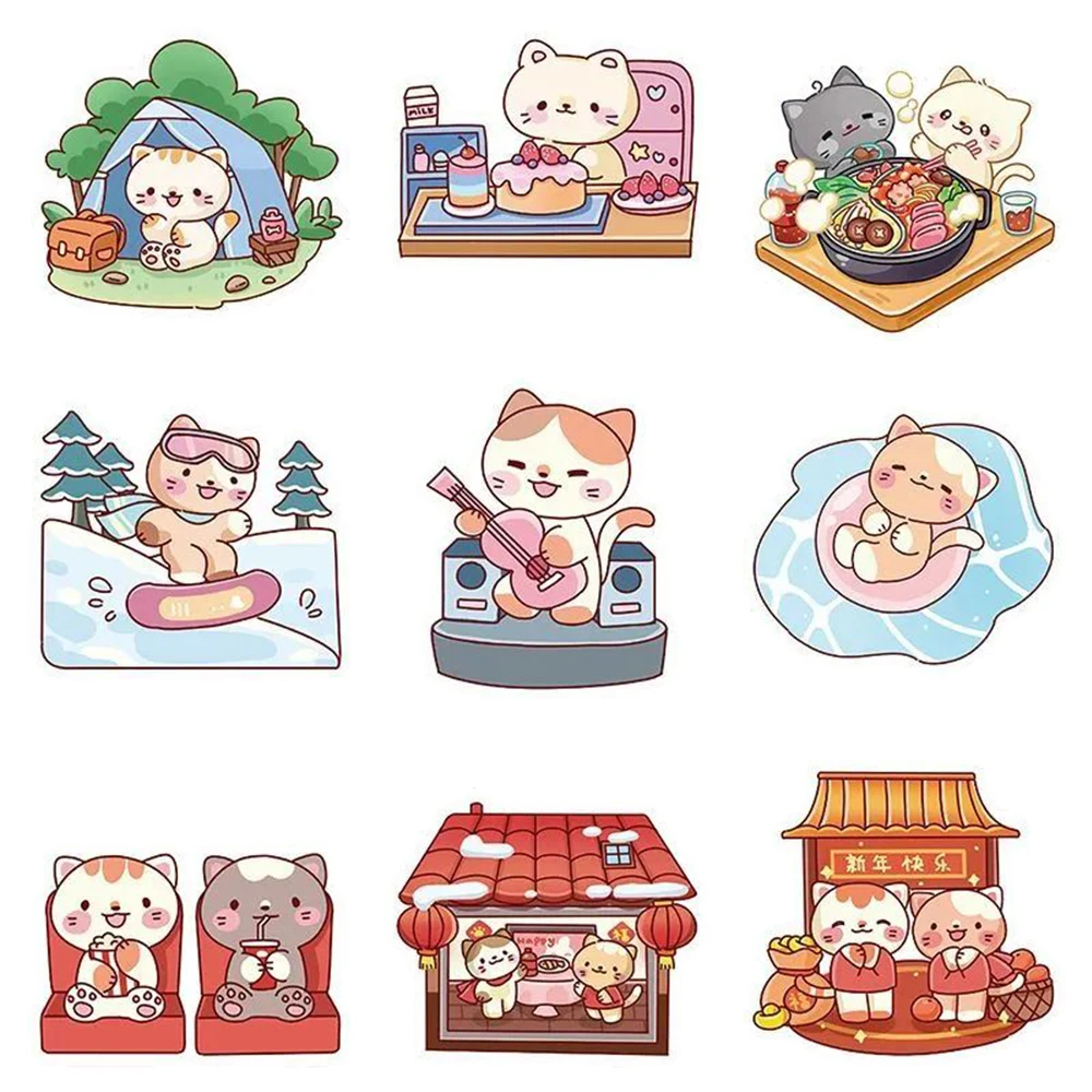 10/30/60pcs Cute Cartoon Cat Graffiti Stickers Kawaii Animal Decals Laptop Phone Notebook Suitcase Decoration Sticker Kids Toys