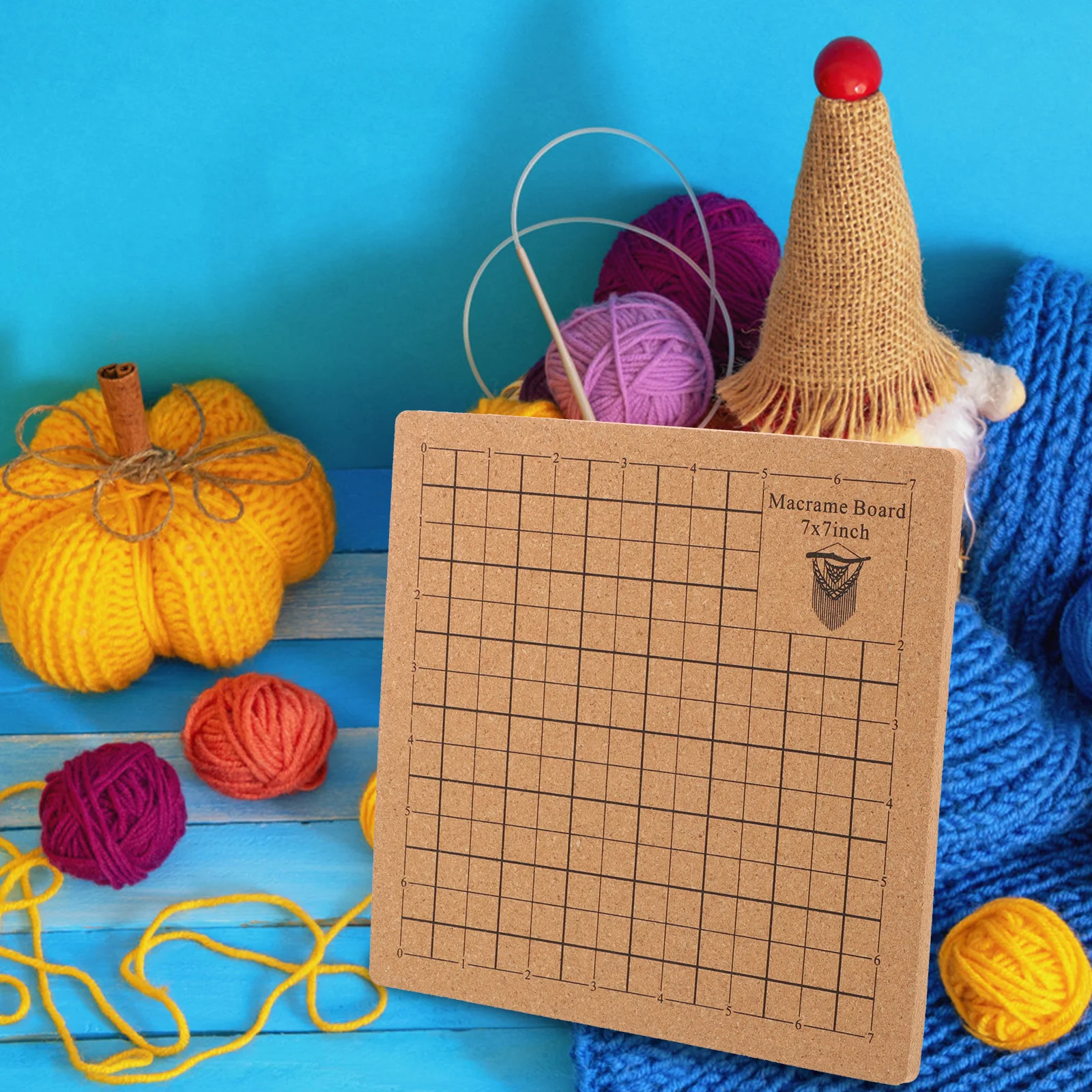 

1 set Cork Board Tool Set 7x7inch Macrame Board DIY Wool Yarn Rope Knotting Fixing Tool Wood Grid Projects Bracelet Jewelry
