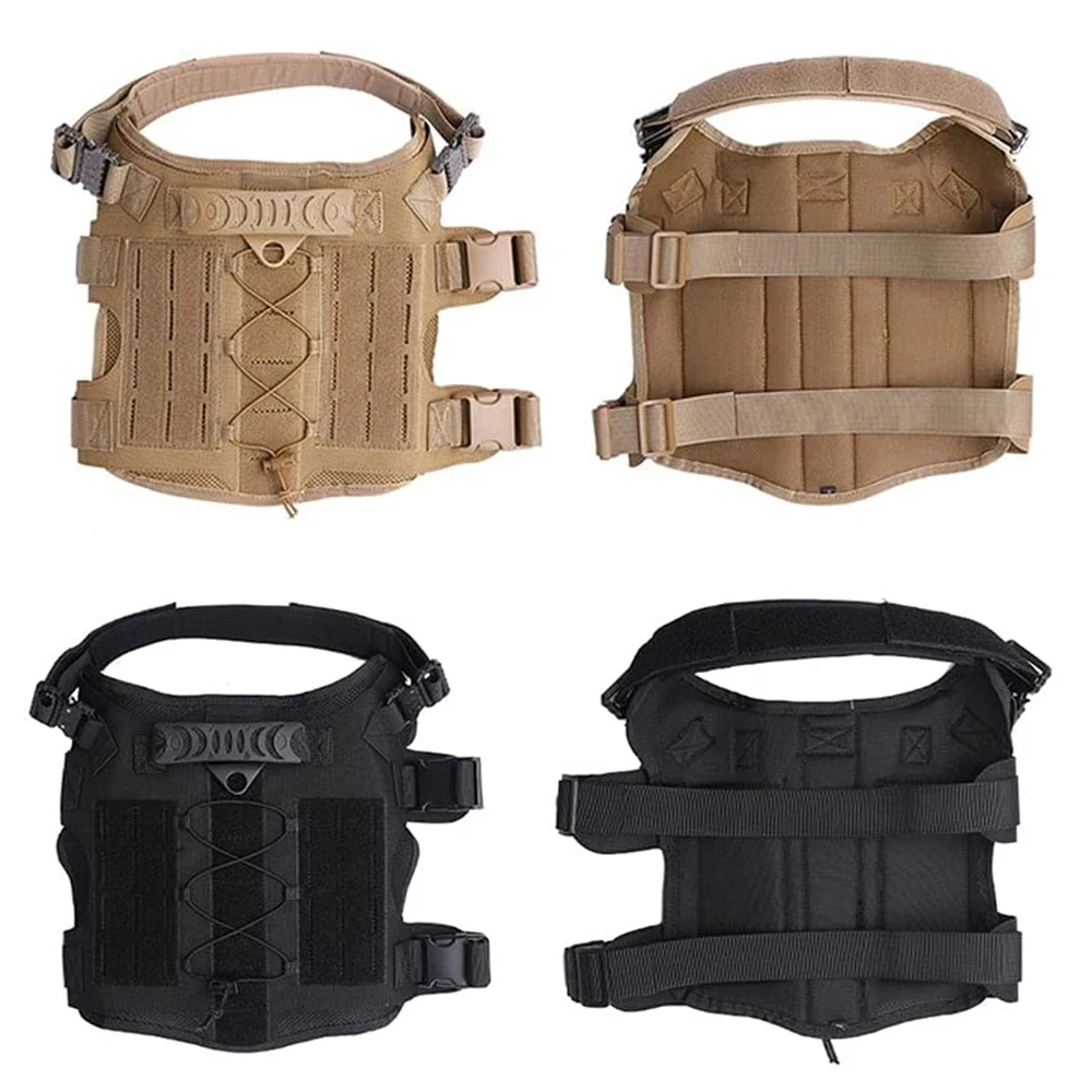 Tactical Dog Harness Pet Training Vest With Bags Military Dog Harness Leash Set Service Dog Vest Safety Lead Walking