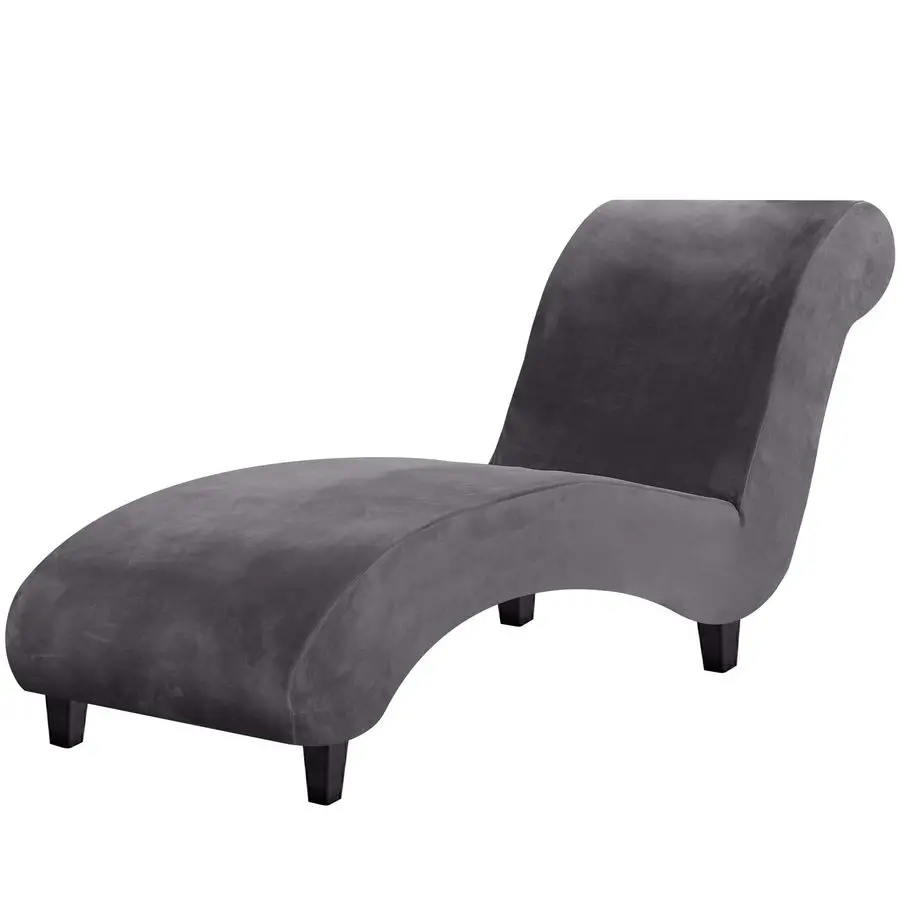 

Velvet Chaise Lounge Cover, Luxury Armless Chaise Cover for Living Room, Machine Washable, Grey