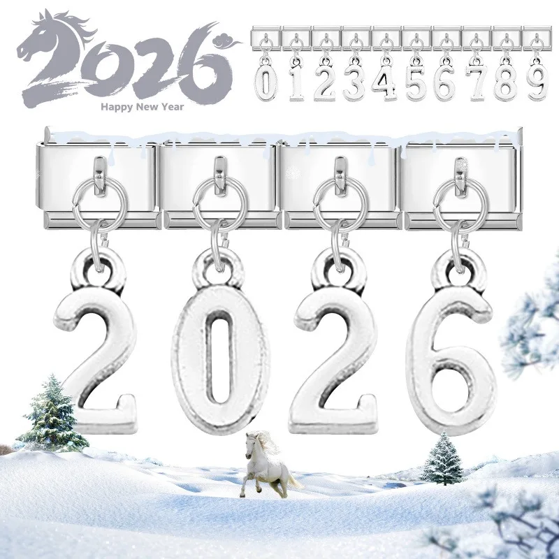 أحدث صيحات الموضة للرجال والنساء 26 قلادة بحروف إنجليزية وصلات ساحرة تناسب سوار 9 مللي متر من الفولاذ المقاوم للصدأ صنع مجوهرات ذاتية الصنع