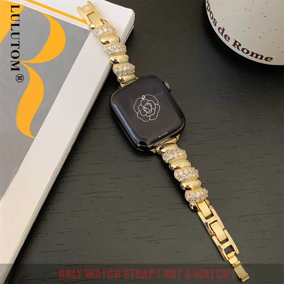 

Роскошный ремешок для Apple Watch Series 11, 10, 9, 8, 7, 6 SE 5 4 UItra 3 iWatch 49/46/45/44/42/41/40/38 мм, модный ювелирный браслет