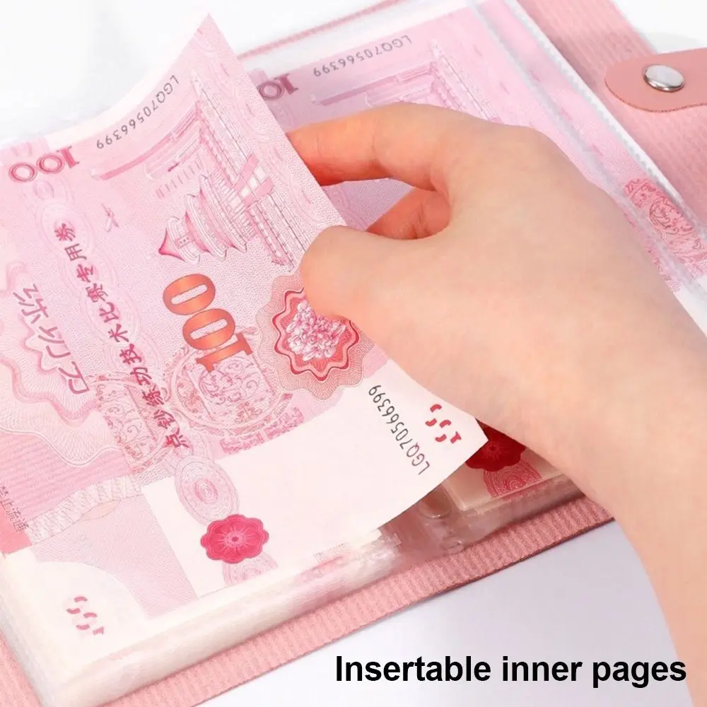 PU Leather Cash Saving Binder Household Large Capacity Cash Envelope System Wallet Portable Money Storage Book Home