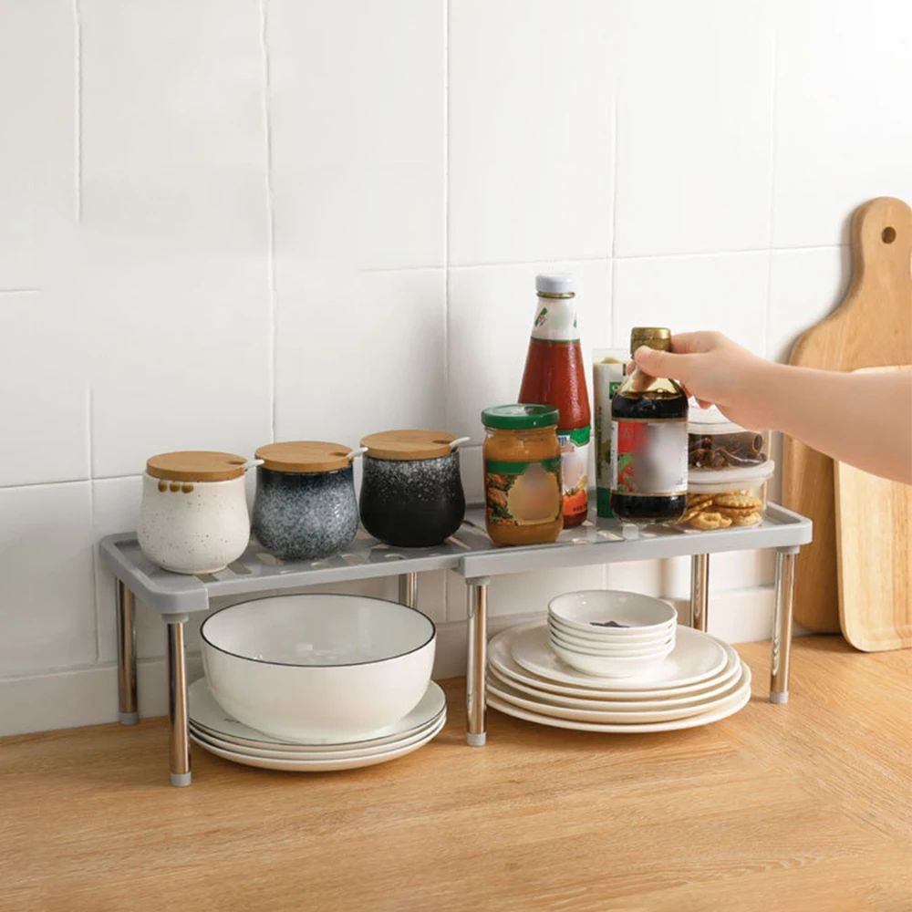 رف تخزين قابل للسحب للمطبخ، رف تخزين زجاجات التوابل، رف توابل، رف توابل مزدوج الطبقة على سطح الطاولة
