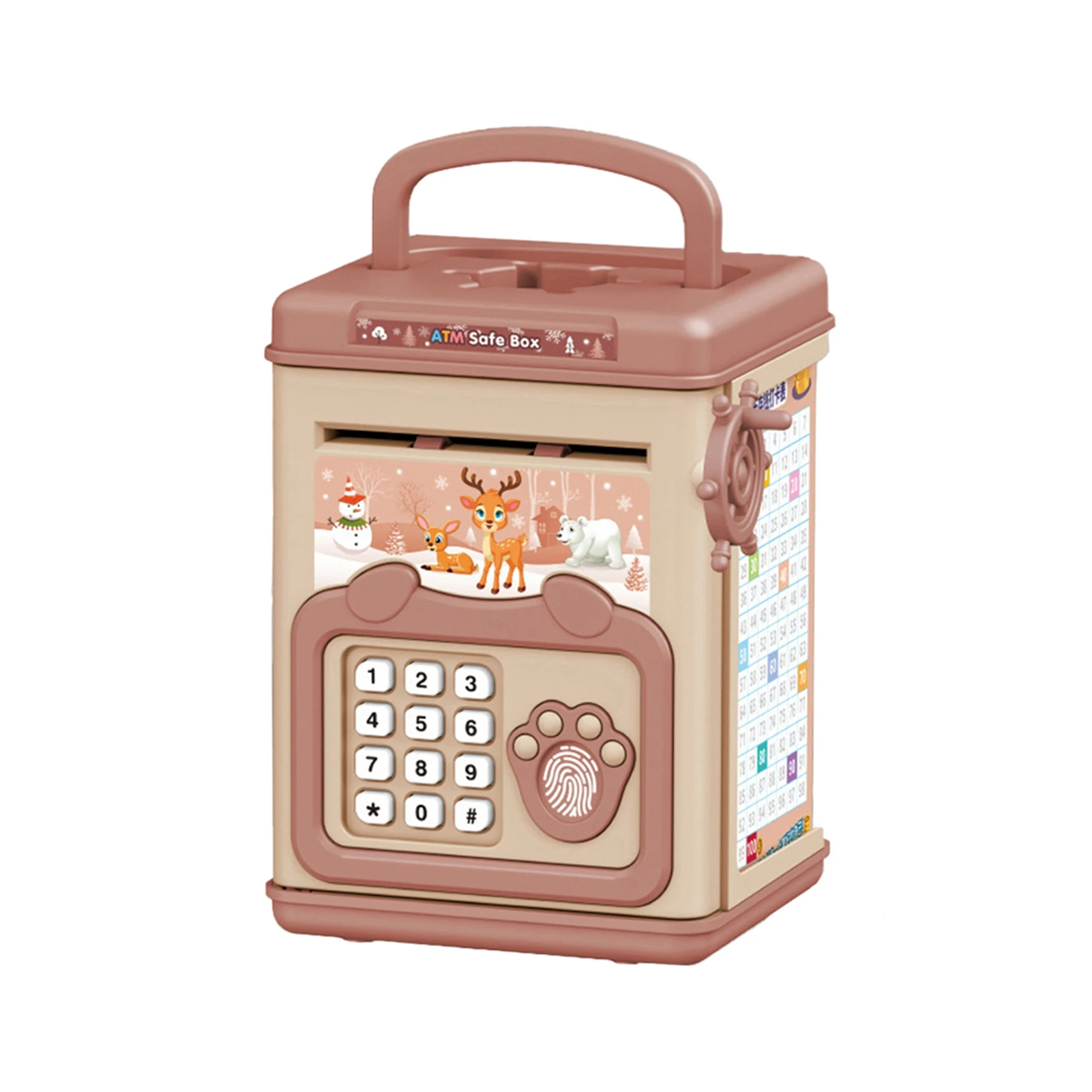 ATM型子供用貯金箱 男の子 女の子向け パスワードコードロック付き安全貯金箱 ポータブル電池式 本物のお金入れ C用