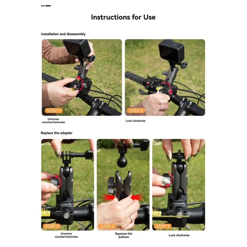 

Крепление-зажим M05K для мотоциклетной камеры на руль для экшн-камер GoPro, DJI, INSTA360