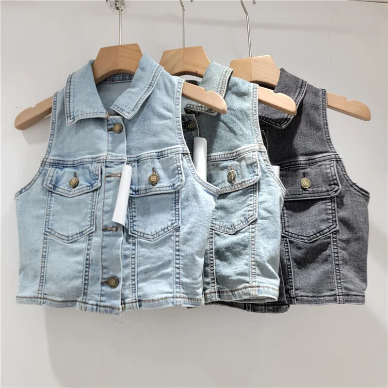 

Off-Shoulder Denim Vest: High-waisted & body-hugging for a flattering retro look. Stretchy and chic for 2025.