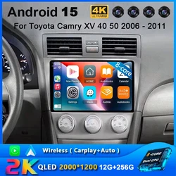 2K QLED For Toyota Camry XV 40 50 2006 - 2011 Android 15 Car Radio Multimedia Video Player GPS AI Voice CarPlay 4G Stereo